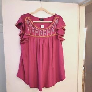 Lane Bryant, Pink Flutter Sleeve Blouse, Size 14/16